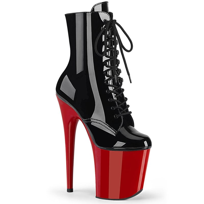 Pleaser Flamingo-1020 Women\'s Heels Boots Black / Red | NZ KAYDTV