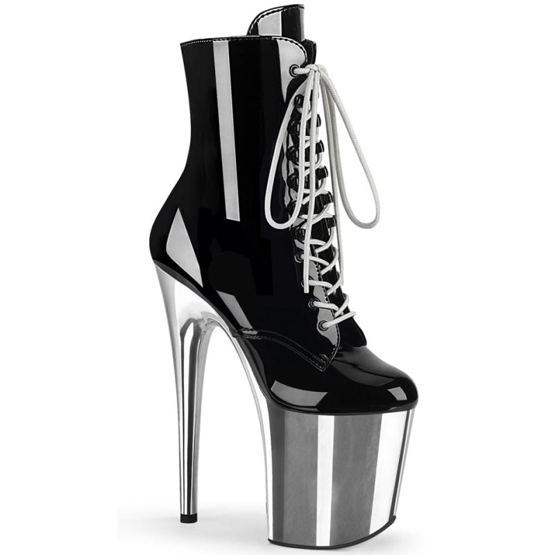 Pleaser Flamingo-1020 Women\'s Heels Boots Black / Silver | NZ BOAYQV