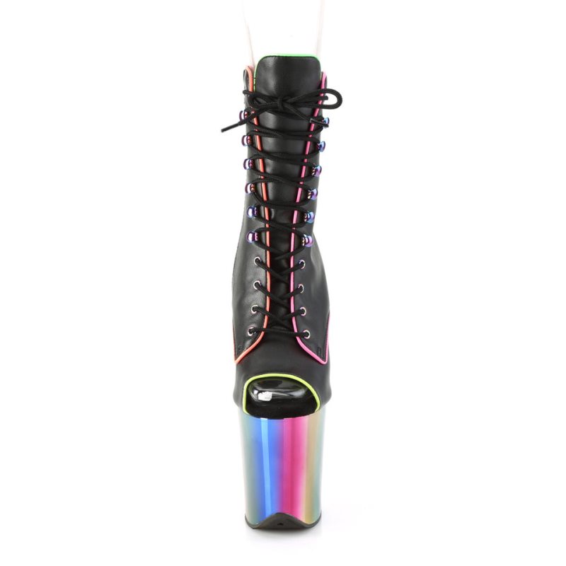 Pleaser Flamingo-1021RC-02 Women's Heels Boots Black / Multicolor | NZ LIMJRE