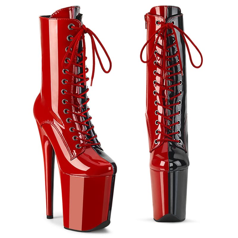 Pleaser Flamingo-1040TT Women\'s Heels Boots Red / Black | NZ QSNAKL