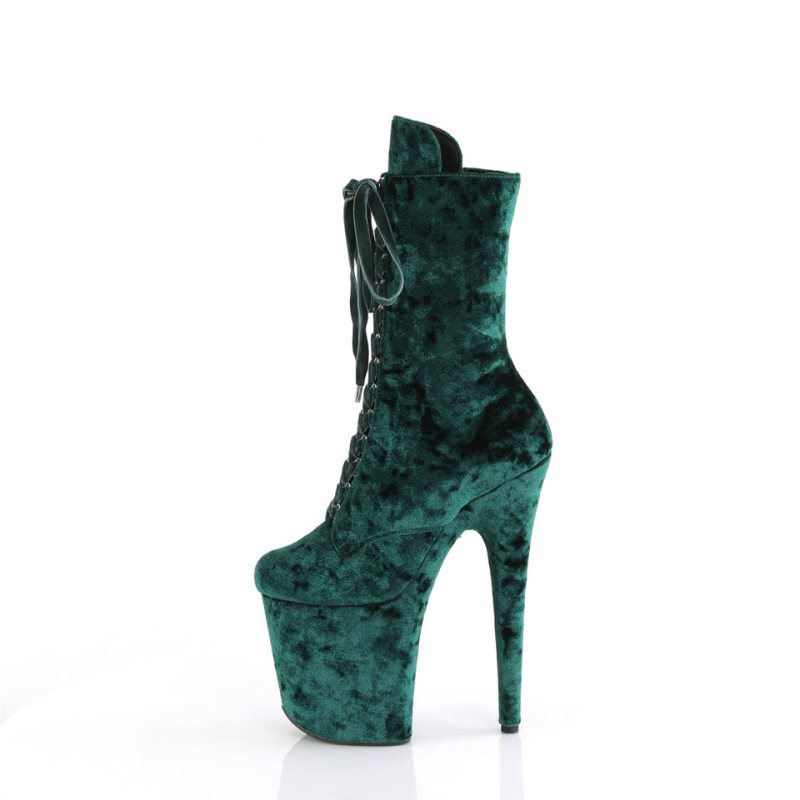 Pleaser Flamingo-1045VEL Women's Heels Boots Green | NZ WIAUKL