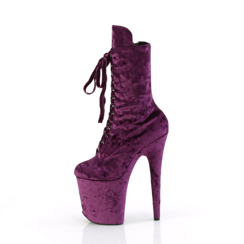 Pleaser Flamingo-1045VEL Women's Heels Boots Purple | NZ JXBAHZ