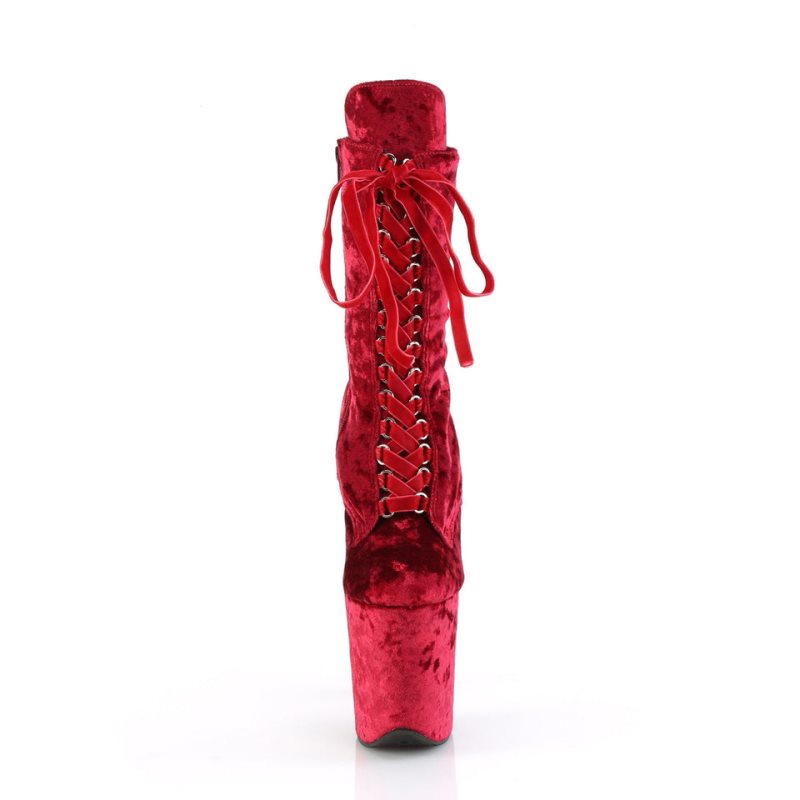 Pleaser Flamingo-1045VEL Women's Heels Boots Red | NZ IUKNZY