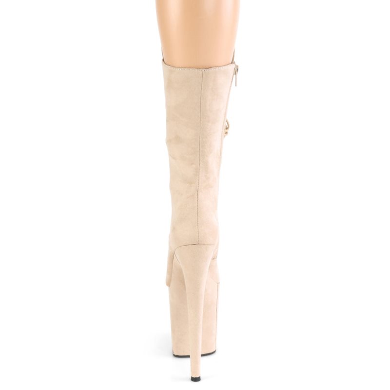 Pleaser Flamingo-1050FS Women's Heels Boots Beige | NZ CMHDIS