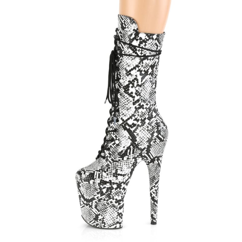 Pleaser Flamingo-1050SP Women's Heels Boots White / Black | NZ MEFNDG