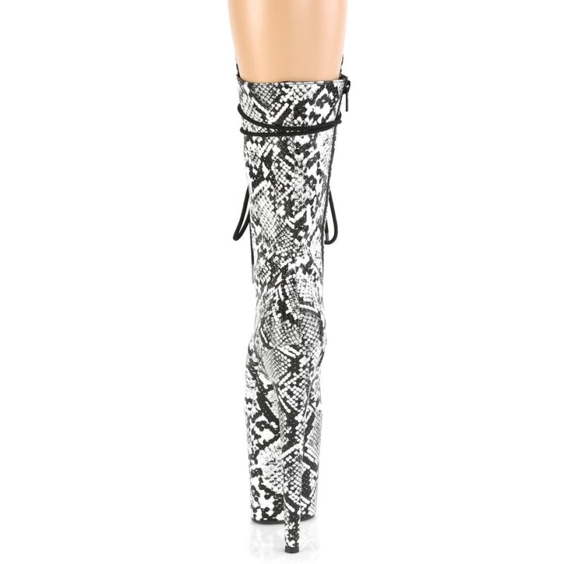 Pleaser Flamingo-1050SP Women's Heels Boots White / Black | NZ MEFNDG