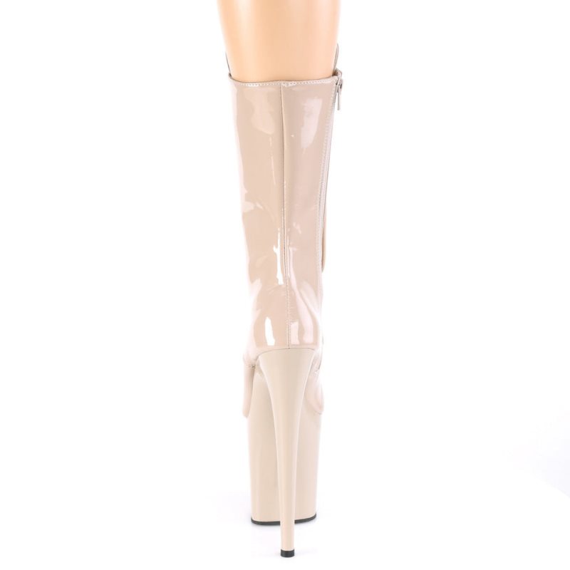 Pleaser Flamingo-1050 Women's Heels Boots Beige | NZ JMCVPK