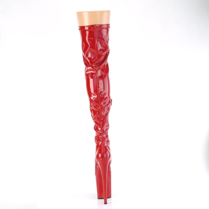 Pleaser Flamingo-3000HWR Women's Thigh High Boots Red | NZ KCYHGN