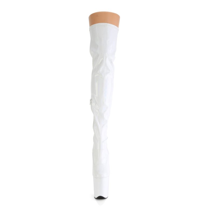 Pleaser Flamingo-3000HWR Women's Thigh High Boots White | NZ OIEPCX