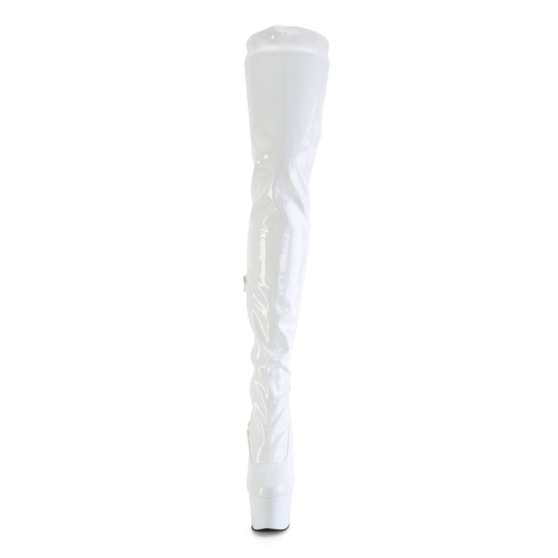 Pleaser Flamingo-3000 Women's Thigh High Boots White | NZ WSYVCL