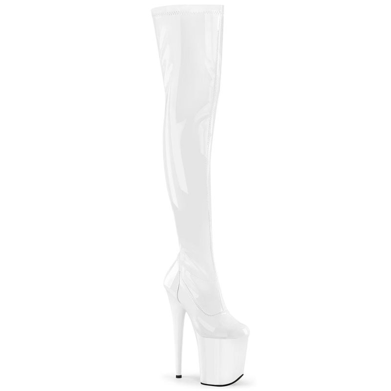 Pleaser Flamingo-3000 Women\'s Thigh High Boots White | NZ WSYVCL