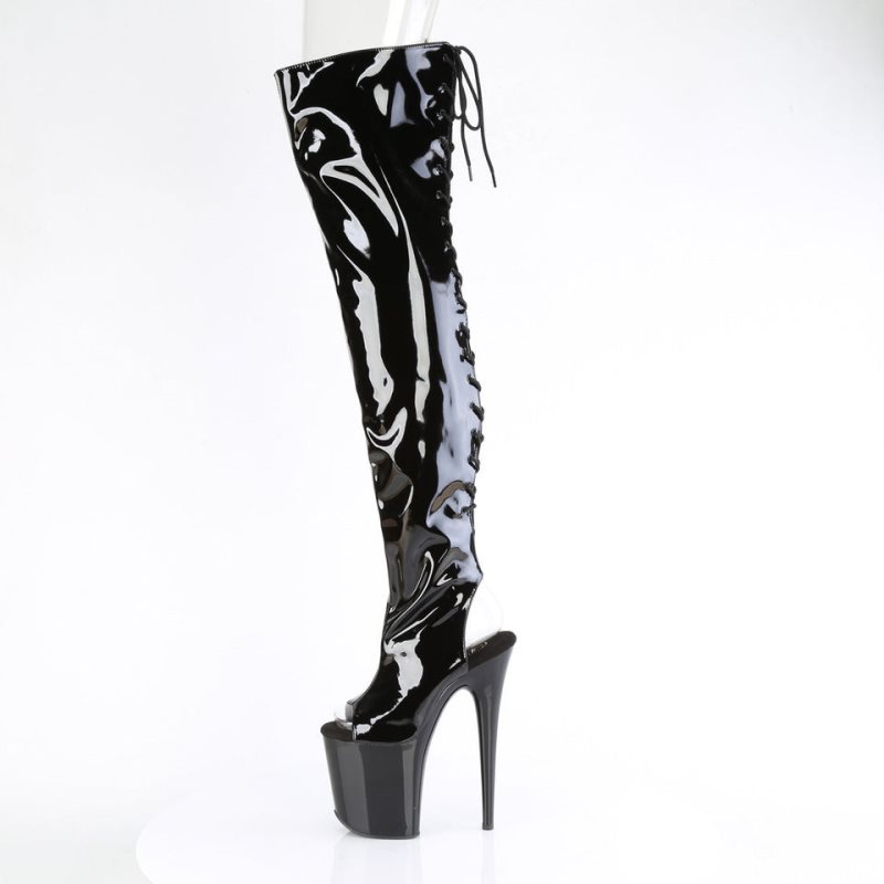 Pleaser Flamingo-3017 Women's Thigh High Boots Black | NZ UMDTKE