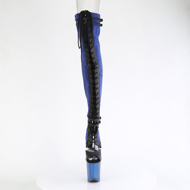 Pleaser Flamingo-3027 Women's Thigh High Boots Blue | NZ YXDVWL