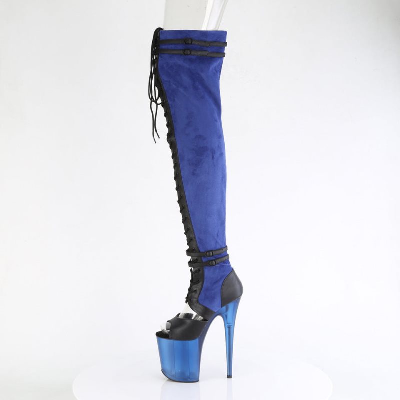 Pleaser Flamingo-3027 Women's Thigh High Boots Blue | NZ YXDVWL