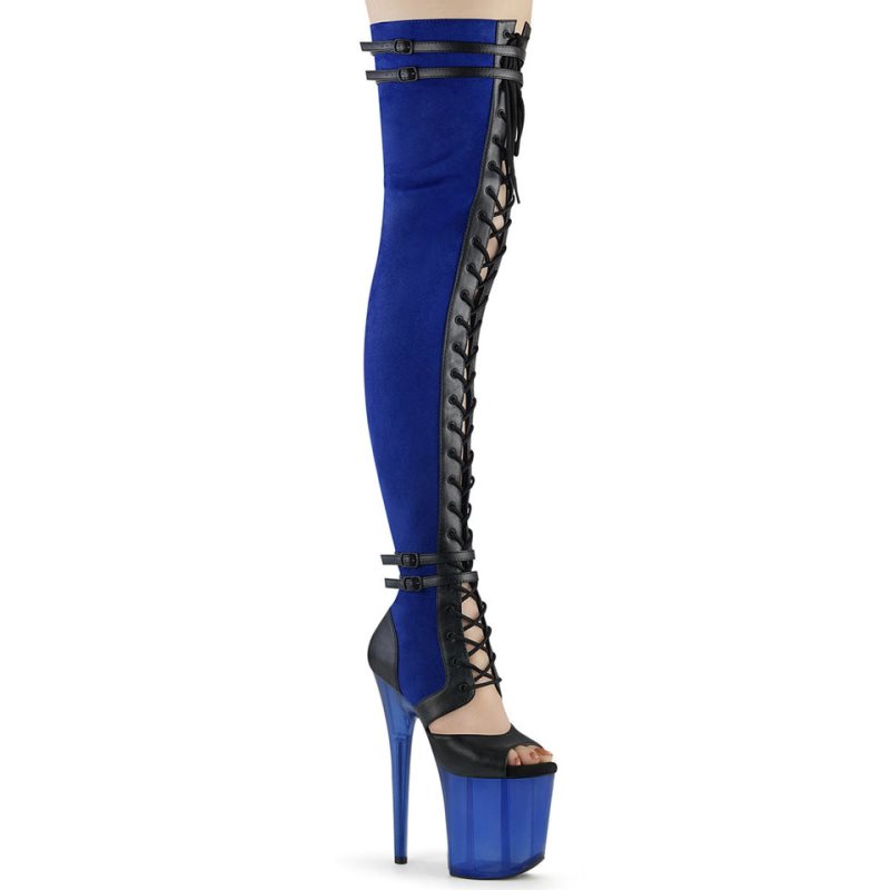 Pleaser Flamingo-3027 Women\'s Thigh High Boots Blue | NZ YXDVWL