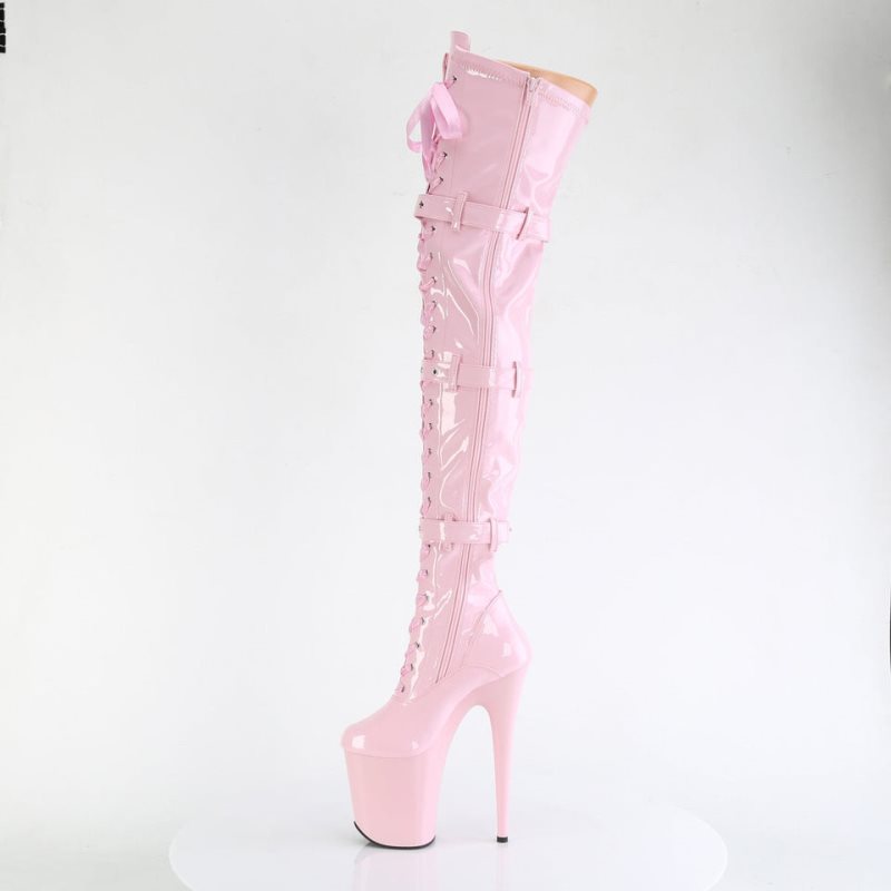 Pleaser Flamingo-3028 Women's Thigh High Boots Pink | NZ KAGMVF