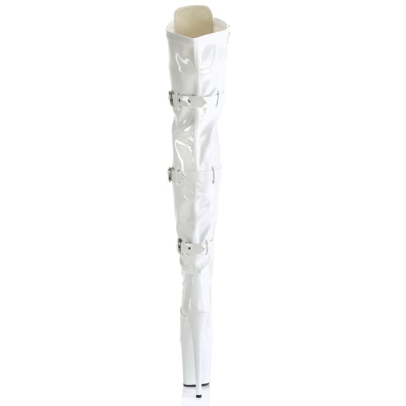 Pleaser Flamingo-3028 Women's Thigh High Boots White | NZ BMHYNA