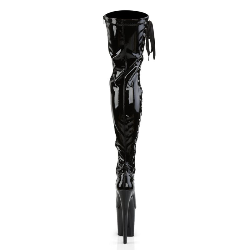 Pleaser Flamingo-3050 Women's Thigh High Boots Black | NZ PIDUVR