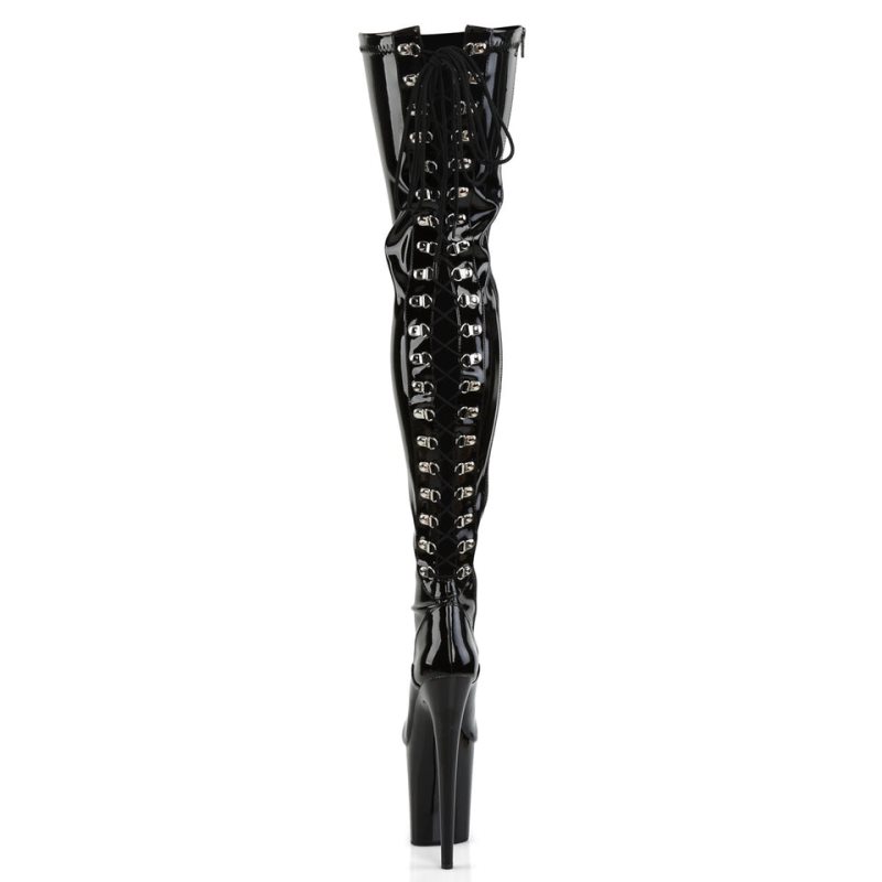 Pleaser Flamingo-3063 Women's Thigh High Boots Black | NZ NYBXER