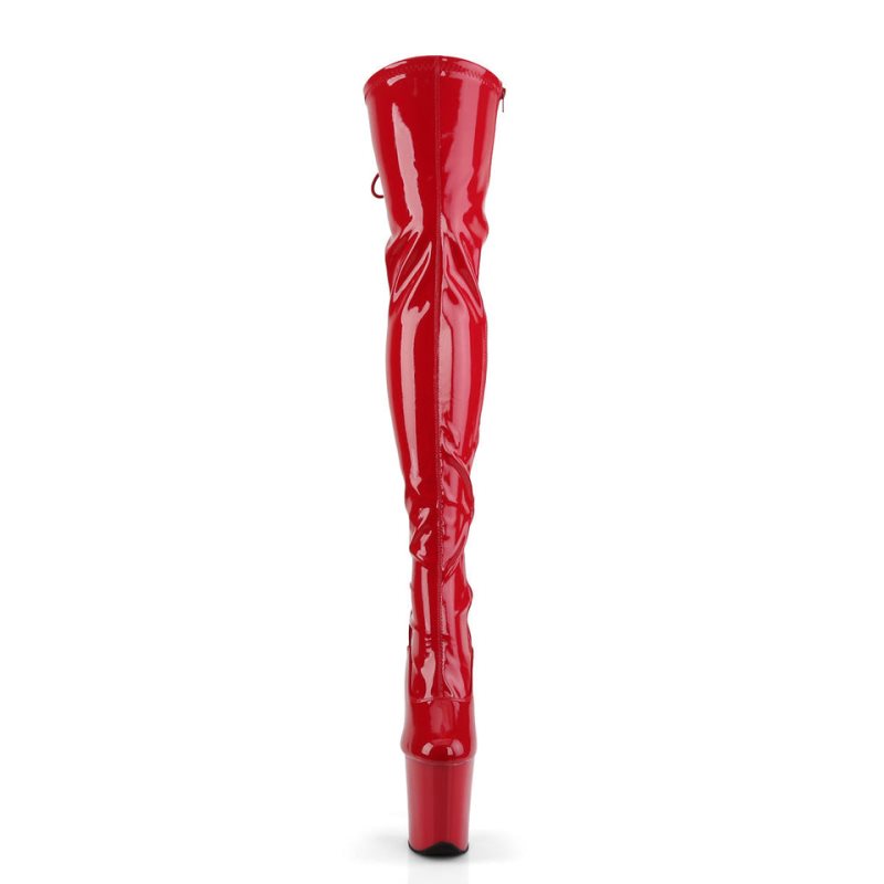 Pleaser Flamingo-3063 Women's Thigh High Boots Red | NZ GYJETX