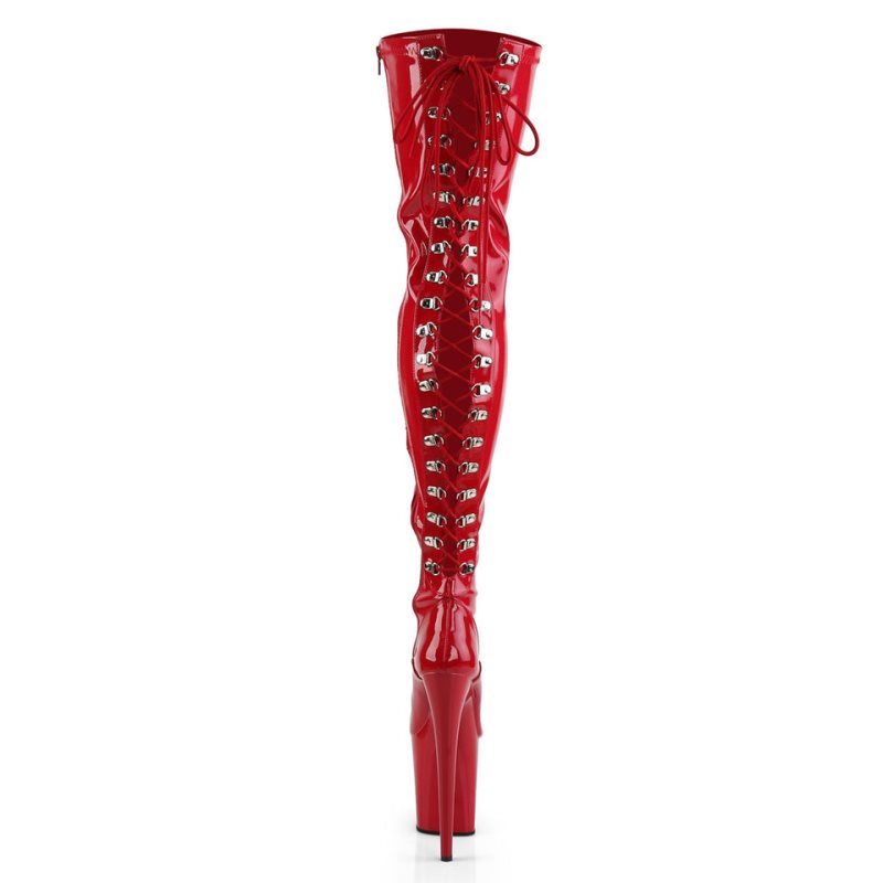 Pleaser Flamingo-3063 Women's Thigh High Boots Red | NZ GYJETX