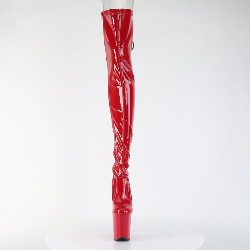 Pleaser Flamingo-3850 Women's Thigh High Boots Red | NZ GRZSNA