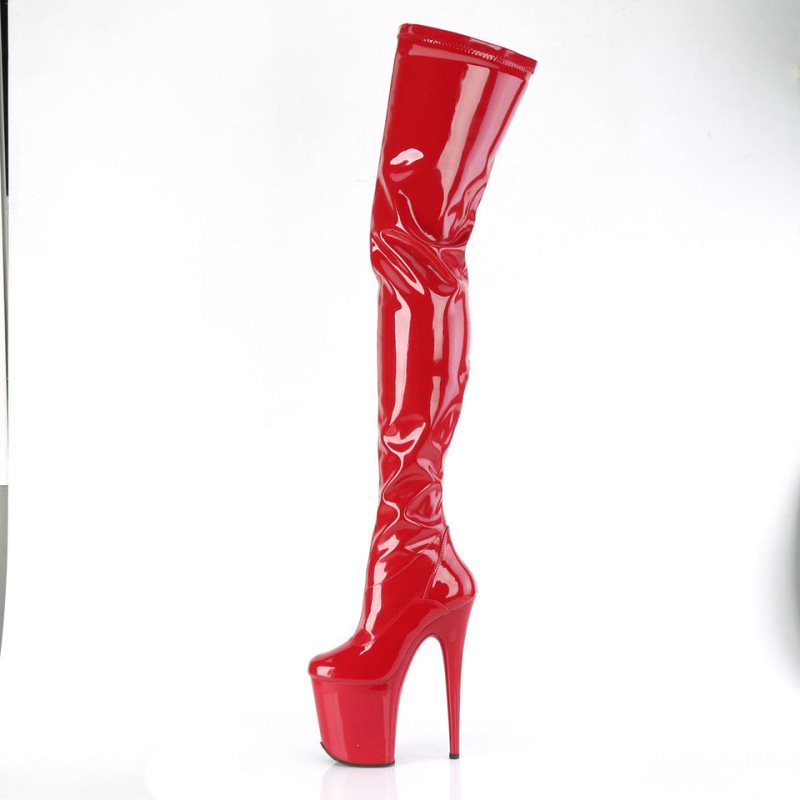 Pleaser Flamingo-4000 Women's Thigh High Boots Red | NZ JFCQWA