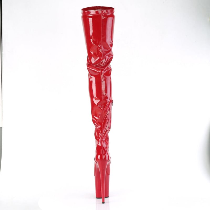 Pleaser Flamingo-4000 Women's Thigh High Boots Red | NZ JFCQWA