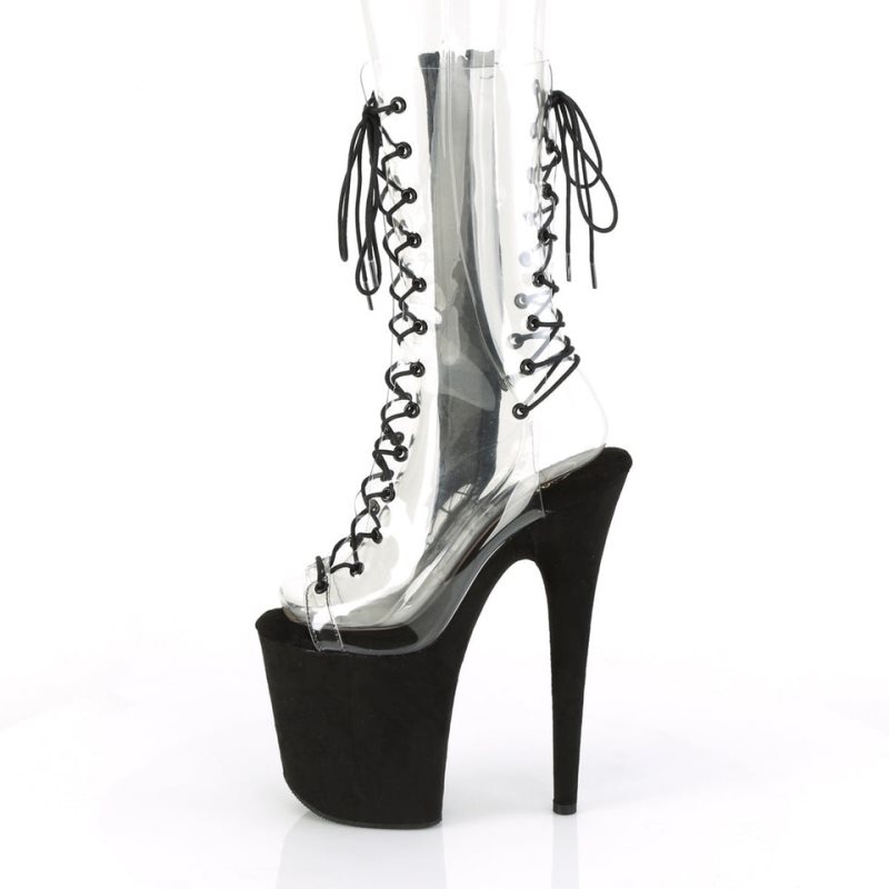 Pleaser Flamingo-800-60FS Women's Heels Boots Black / Clear | NZ UIFAKO