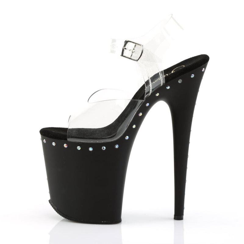 Pleaser Flamingo-808ABLS Women's Platform Heels Sandals Black / Clear | NZ NWQKXP