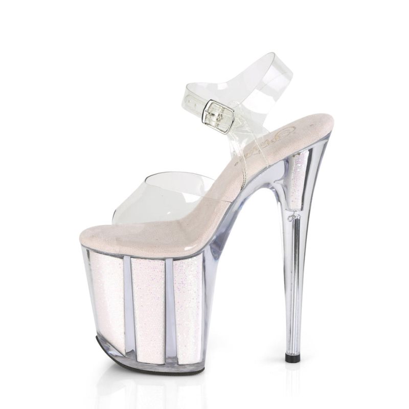 Pleaser Flamingo-808G Women's Platform Heels Sandals White / Clear | NZ HGLBNW