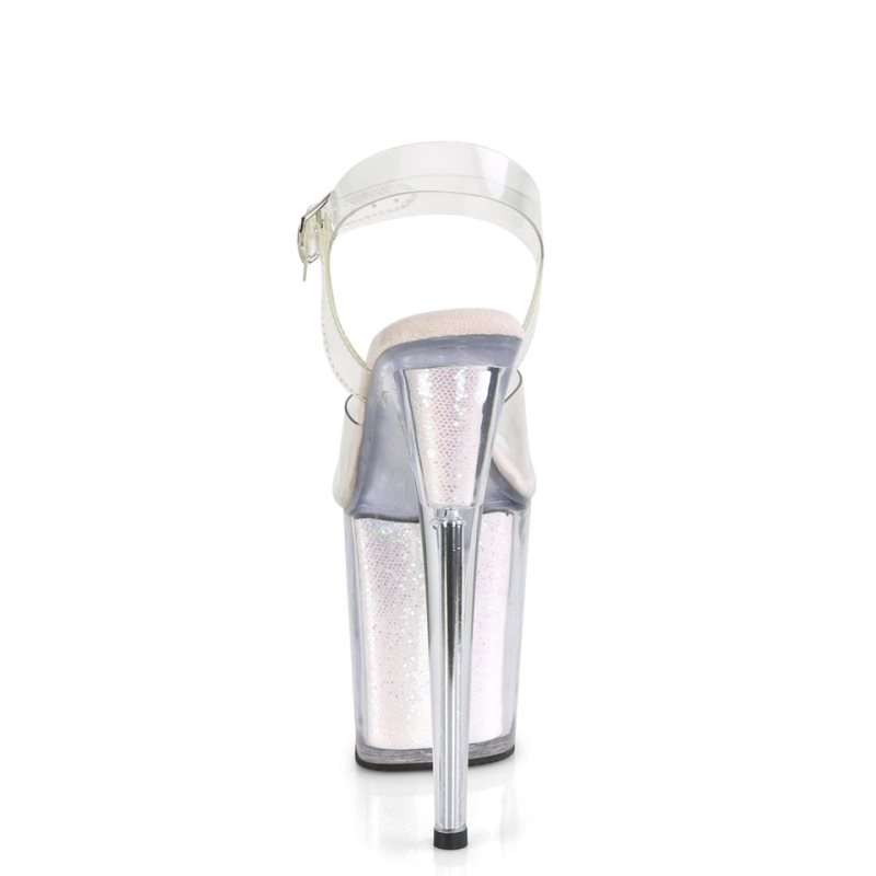 Pleaser Flamingo-808G Women's Platform Heels Sandals White / Clear | NZ HGLBNW