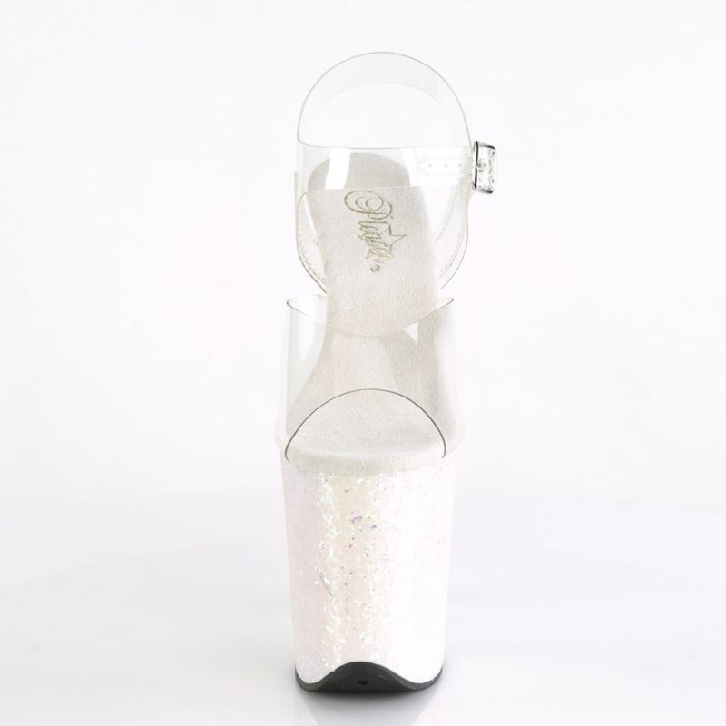 Pleaser Flamingo-808LG Women's Platform Heels Sandals White / Clear | NZ GPTIKY