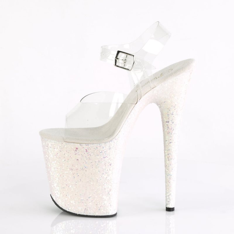 Pleaser Flamingo-808LG Women's Platform Heels Sandals White / Clear | NZ GPTIKY