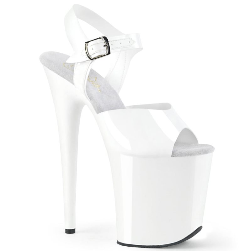 Pleaser Flamingo-808N Women\'s Platform Heels Sandals White | NZ KSAVJM