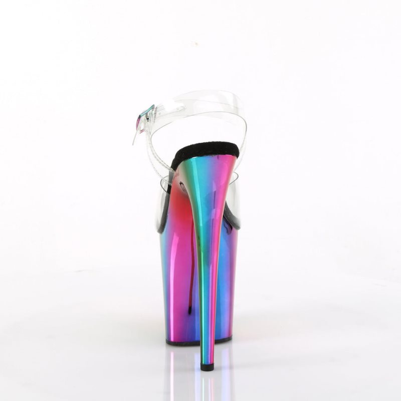 Pleaser Flamingo-808RC Women's Platform Heels Sandals Multicolor / Clear | NZ HQFTNI