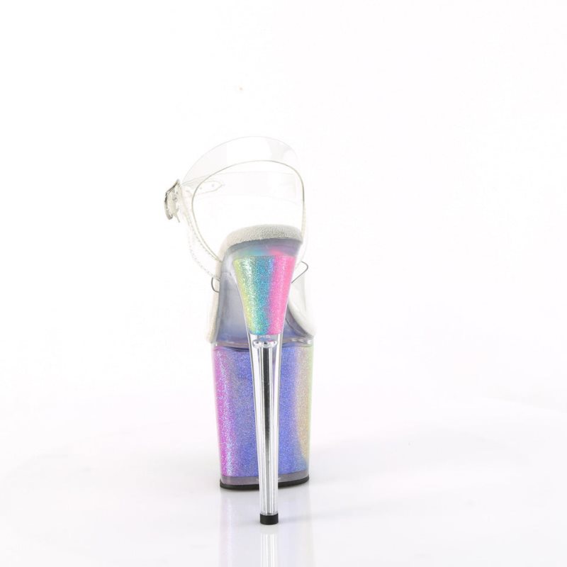 Pleaser Flamingo-808RG-01 Women's Platform Heels Sandals Multicolor / Clear | NZ ETLIZF