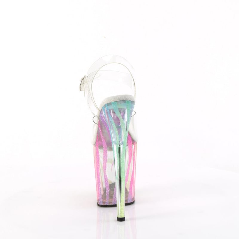 Pleaser Flamingo-808RG-03 Women's Platform Heels Sandals Multicolor / Clear | NZ IUAZLW