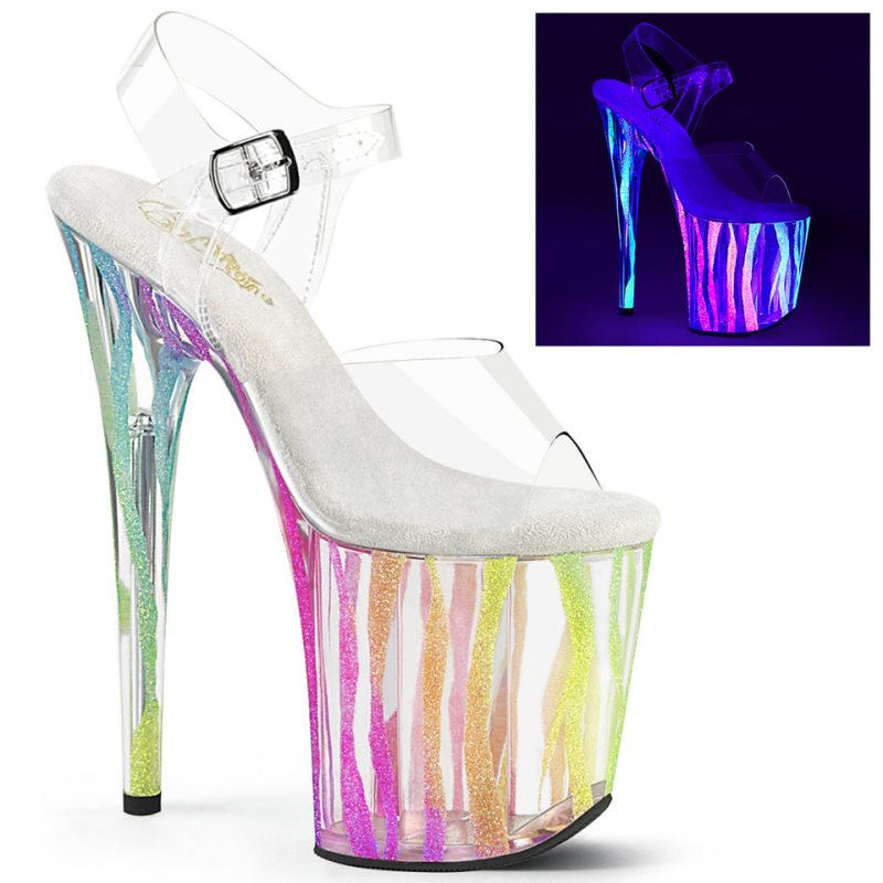 Pleaser Flamingo-808RG-03 Women\'s Platform Heels Sandals Multicolor / Clear | NZ IUAZLW