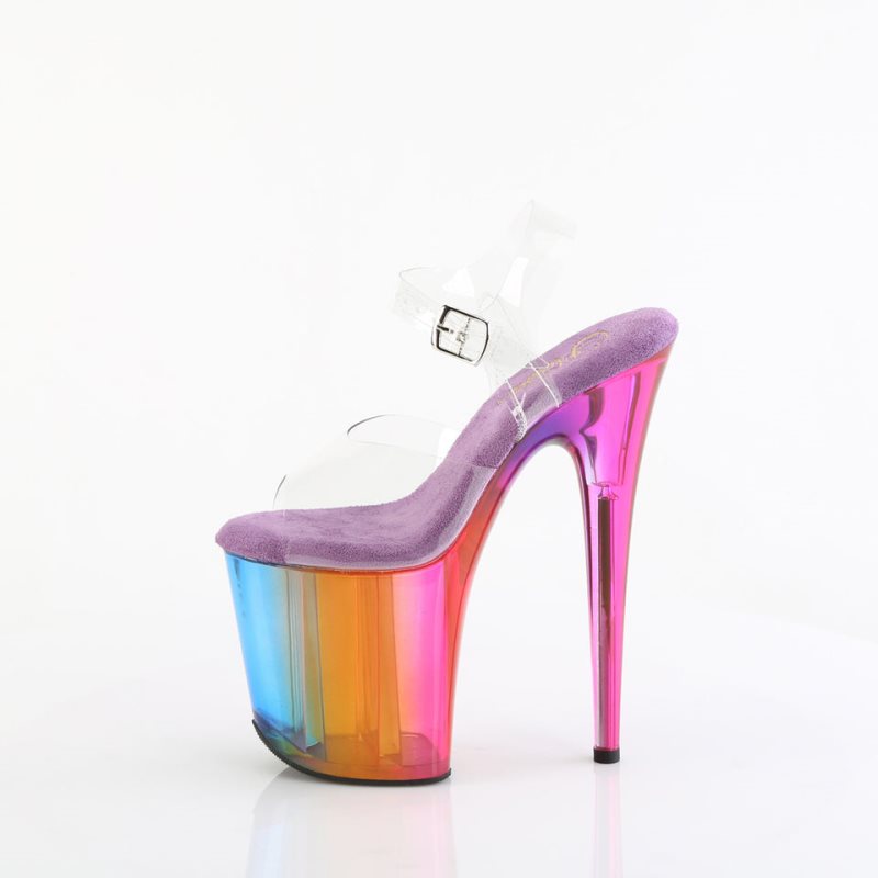 Pleaser Flamingo-808RMT Women's Platform Heels Sandals Multicolor / Clear | NZ KJBSQF