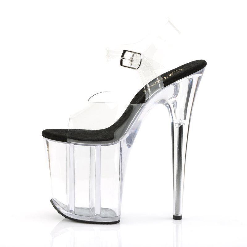 Pleaser Flamingo-808 Women's Platform Heels Sandals Black / Clear | NZ NIQXZU