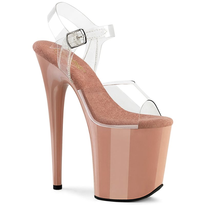 Pleaser Flamingo-808 Women\'s Platform Heels Sandals Pink / Clear | NZ QKYNOS