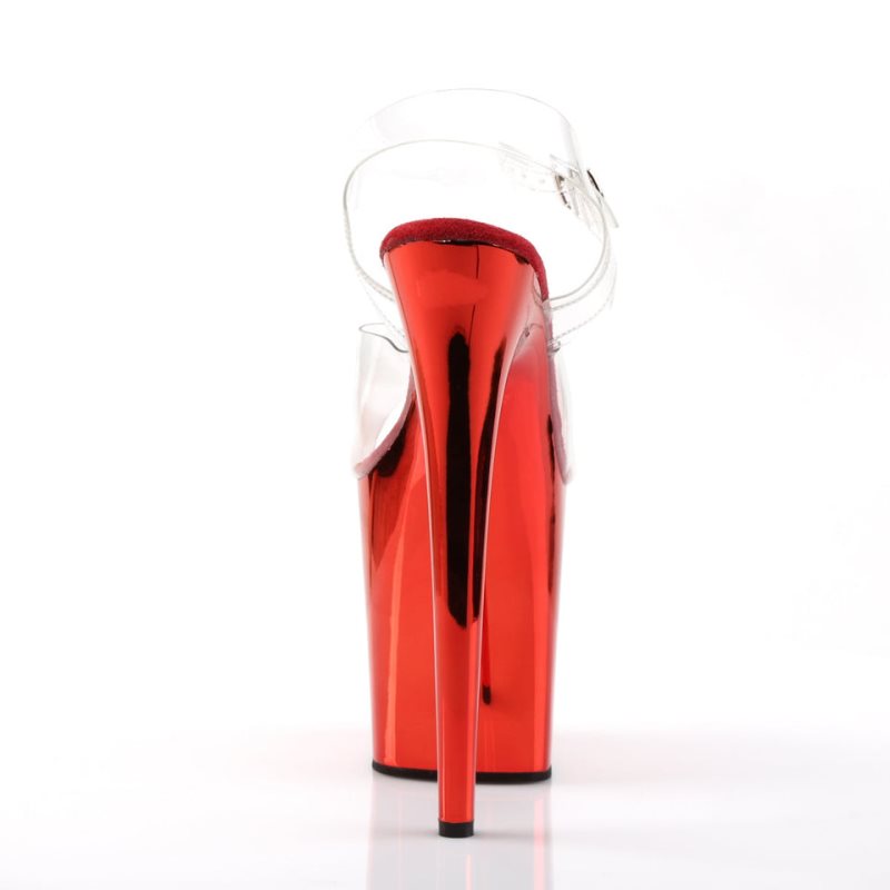 Pleaser Flamingo-808 Women's Platform Heels Sandals Red / Clear | NZ UDHWMK