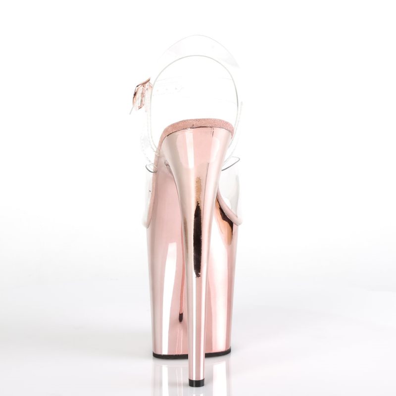 Pleaser Flamingo-808 Women's Platform Heels Sandals Rose Gold / Clear | NZ PWDKAU