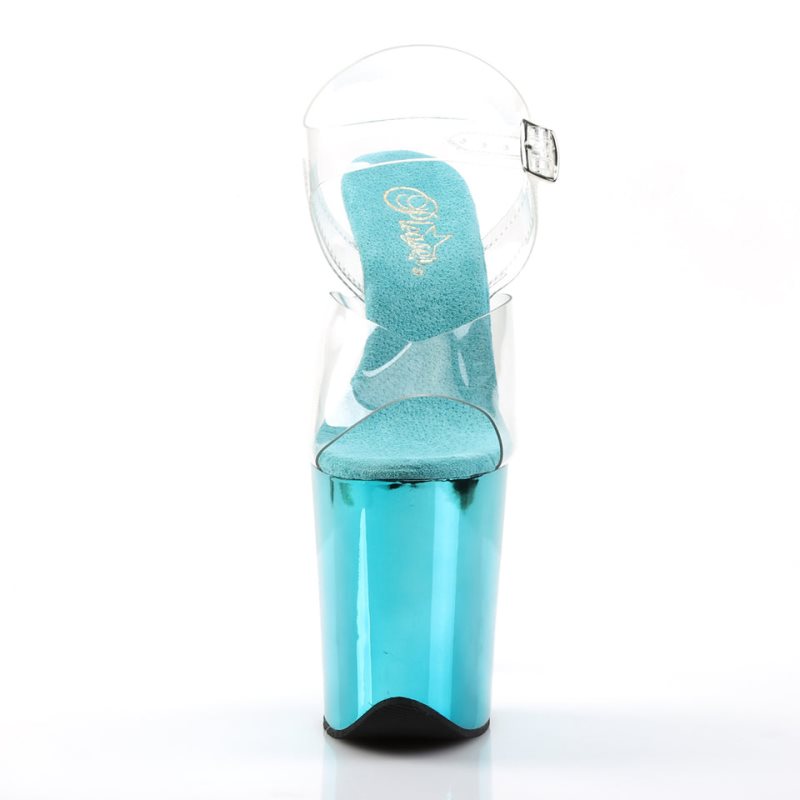 Pleaser Flamingo-808 Women's Platform Heels Sandals Turquoise / Clear | NZ NRMIVH