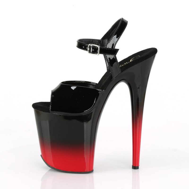 Pleaser Flamingo-809BR-H Women's Platform Heels Sandals Black / Red | NZ RVWMHZ