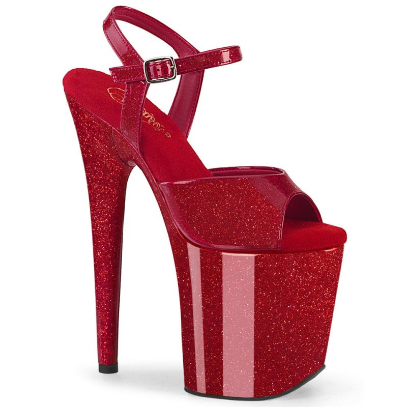 Pleaser Flamingo-809GP Women\'s Platform Heels Sandals Red | NZ CKTDVJ