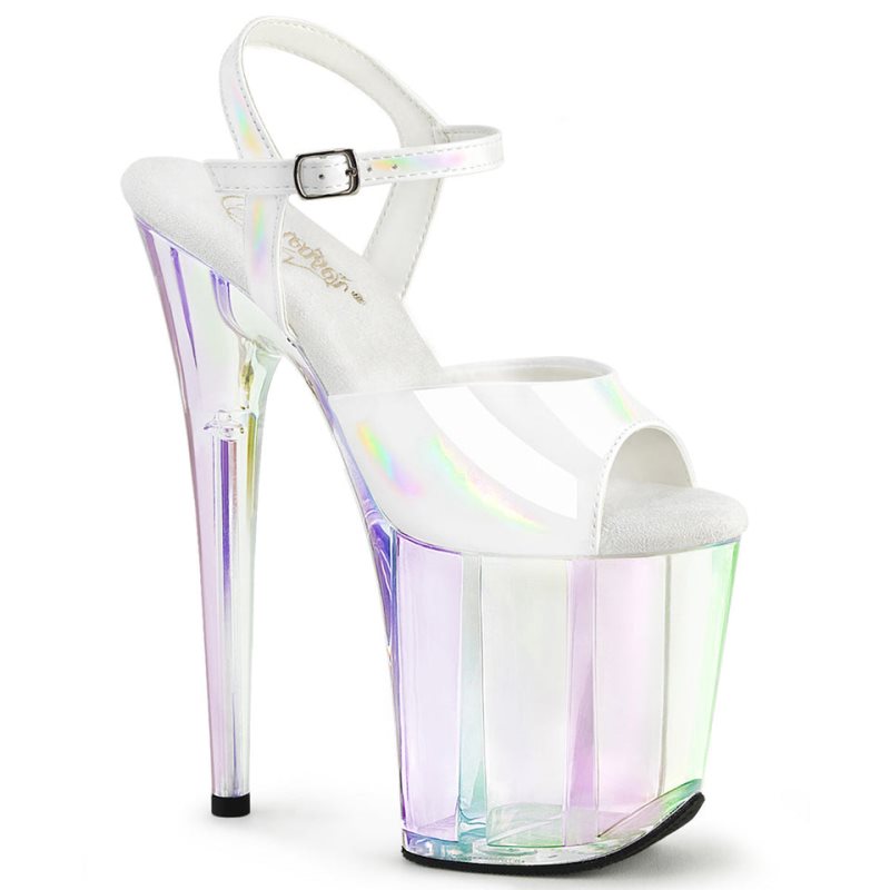 Pleaser Flamingo-809HT Women\'s Platform Heels Sandals White | NZ ZTQJGE