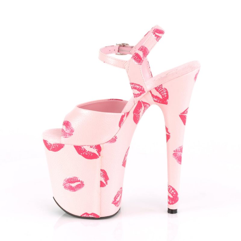 Pleaser Flamingo-809KISSES Women's Platform Heels Sandals Pink | NZ APGOHX