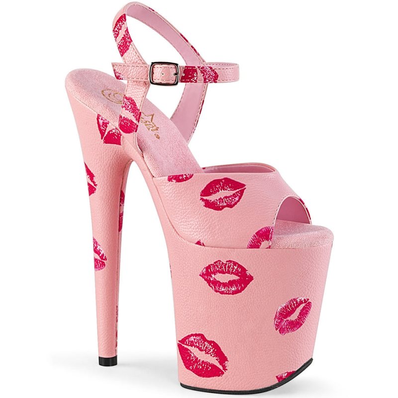 Pleaser Flamingo-809KISSES Women\'s Platform Heels Sandals Pink | NZ APGOHX